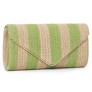 Summer Woven Straw Envelope Clutch with Chain – Beach Vibe